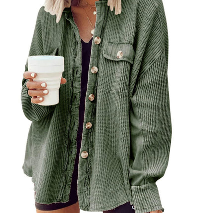 Women's Jacket Long Sleeve Lapel Jacket Tops Button Fall Cardigan Outwear