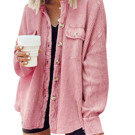 Women's Jacket Long Sleeve Lapel Jacket Tops Button Fall Cardigan Outwear