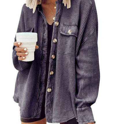 Women's Jacket Long Sleeve Lapel Jacket Tops Button Fall Cardigan Outwear