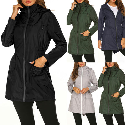 Women Waterproof Lightweight Rain Jacket Active Outdoor Hooded Raincoat