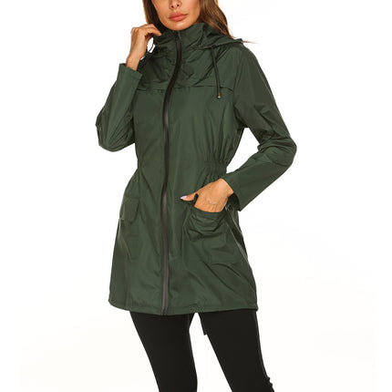 Women Waterproof Lightweight Rain Jacket Active Outdoor Hooded Raincoat