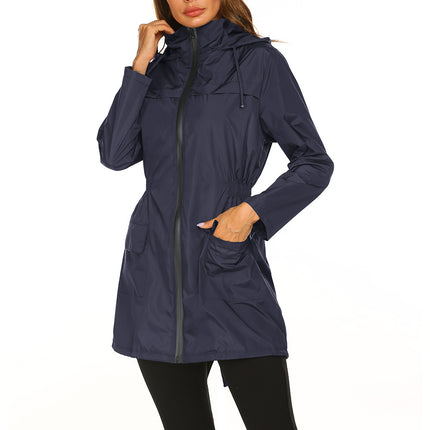 Women Waterproof Lightweight Rain Jacket Active Outdoor Hooded Raincoat