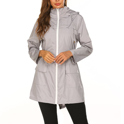 Women Waterproof Lightweight Rain Jacket Active Outdoor Hooded Raincoat