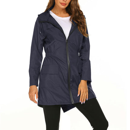 Women Waterproof Lightweight Rain Jacket Active Outdoor Hooded Raincoat