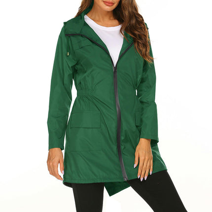 Women Waterproof Lightweight Rain Jacket Active Outdoor Hooded Raincoat