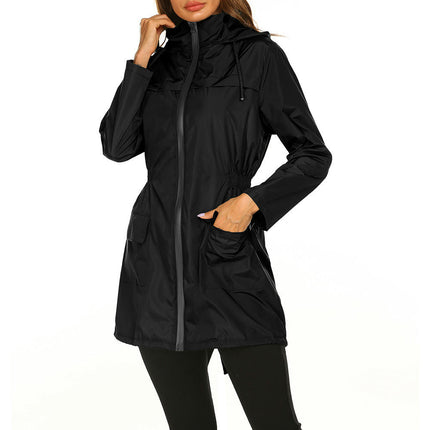 Women Waterproof Lightweight Rain Jacket Active Outdoor Hooded Raincoat