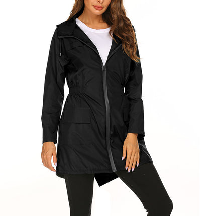 Women Waterproof Lightweight Rain Jacket Active Outdoor Hooded Raincoat