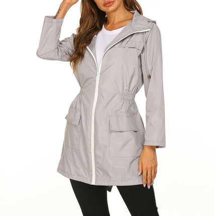 Women Waterproof Lightweight Rain Jacket Active Outdoor Hooded Raincoat