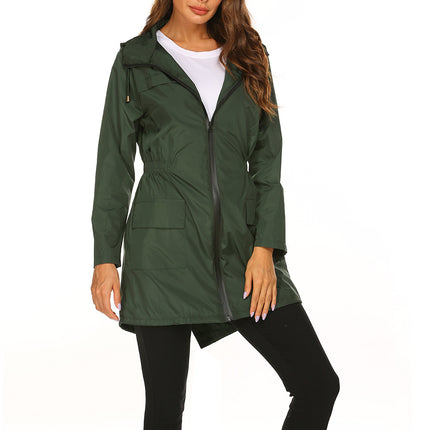 Women Waterproof Lightweight Rain Jacket Active Outdoor Hooded Raincoat