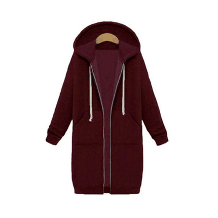 Women's Long Hoodies Tunic Winter Fleece Jackets Casual Sweatshirt Zip Up Hoodies