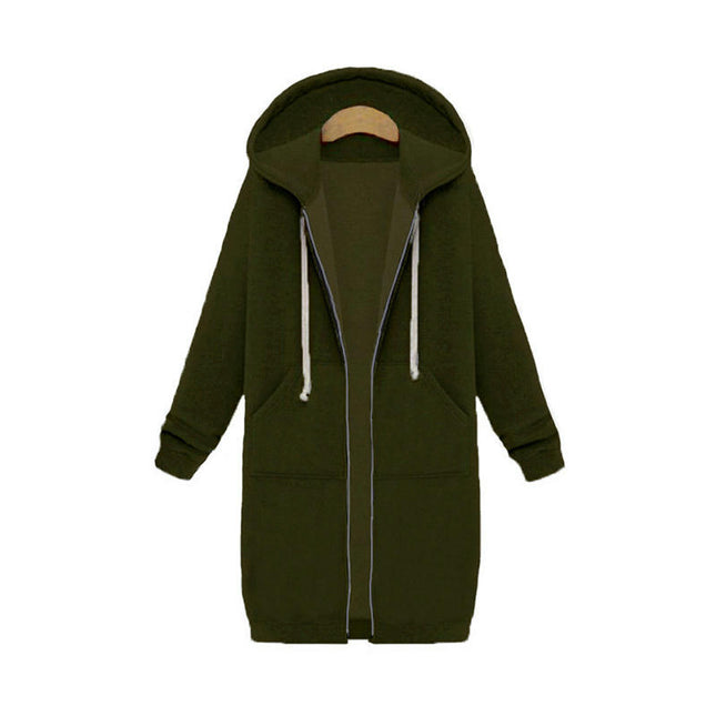 Women's Long Hoodies Tunic Winter Fleece Jackets Casual Sweatshirt Zip Up Hoodies