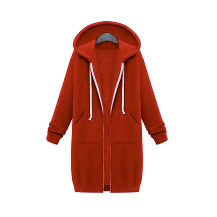 Women's Long Hoodies Tunic Winter Fleece Jackets Casual Sweatshirt Zip Up Hoodies