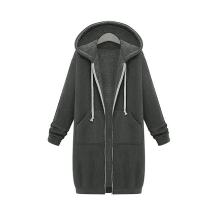 Women's Long Hoodies Tunic Winter Fleece Jackets Casual Sweatshirt Zip Up Hoodies