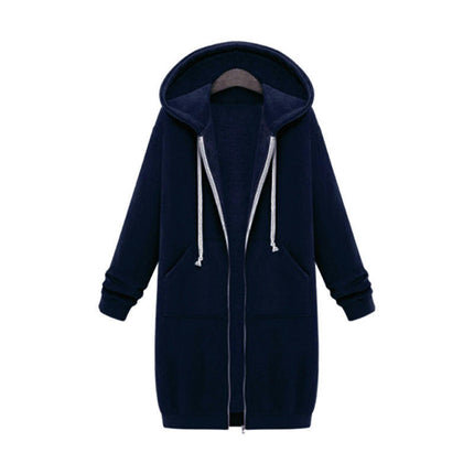 Women's Long Hoodies Tunic Winter Fleece Jackets Casual Sweatshirt Zip Up Hoodies