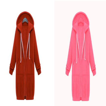 Women's Long Hoodies Tunic Winter Fleece Jackets Casual Sweatshirt Zip Up Hoodies