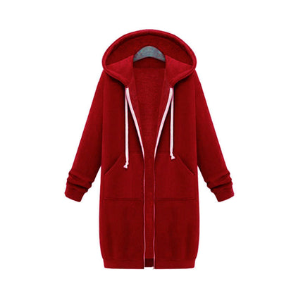 Women's Long Hoodies Tunic Winter Fleece Jackets Casual Sweatshirt Zip Up Hoodies