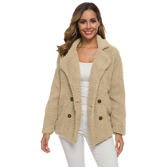 Women Jacket Winter Coat - Fur Fleece Long Sleeve Sherpa Faux Fuzzy Zip Lapel Outfits