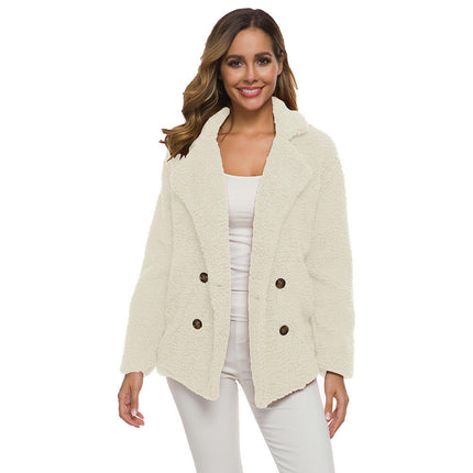 Women Jacket Winter Coat - Fur Fleece Long Sleeve Sherpa Faux Fuzzy Zip Lapel Outfits