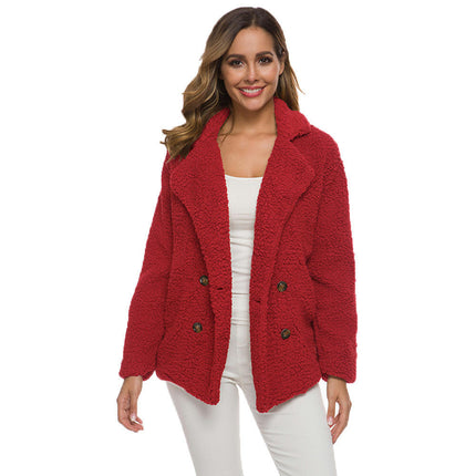 Women Jacket Winter Coat - Fur Fleece Long Sleeve Sherpa Faux Fuzzy Zip Lapel Outfits