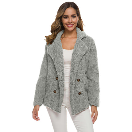 Women Jacket Winter Coat - Fur Fleece Long Sleeve Sherpa Faux Fuzzy Zip Lapel Outfits