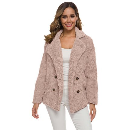 Women Jacket Winter Coat - Fur Fleece Long Sleeve Sherpa Faux Fuzzy Zip Lapel Outfits