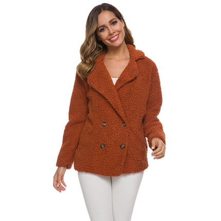 Women Jacket Winter Coat - Fur Fleece Long Sleeve Sherpa Faux Fuzzy Zip Lapel Outfits