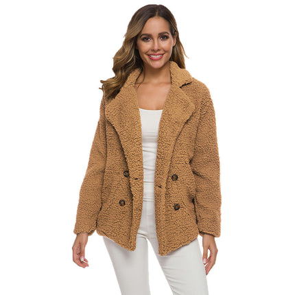 Women Jacket Winter Coat - Fur Fleece Long Sleeve Sherpa Faux Fuzzy Zip Lapel Outfits