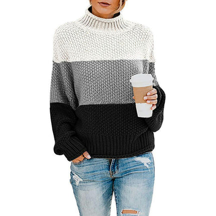 Women's Winter Fall Solid Turtleneck High Neck Long Sleeve Sweaters Pullover Tops