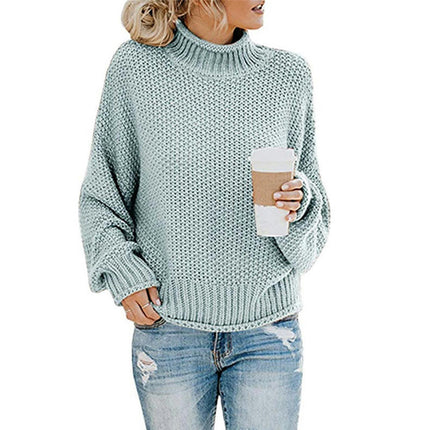 Women's Winter Fall Solid Turtleneck High Neck Long Sleeve Sweaters Pullover Tops