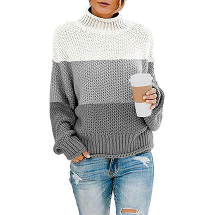 Women's Winter Fall Solid Turtleneck High Neck Long Sleeve Sweaters Pullover Tops