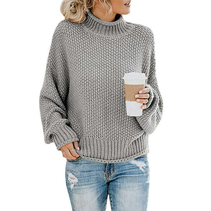 Women's Winter Fall Solid Turtleneck High Neck Long Sleeve Sweaters Pullover Tops