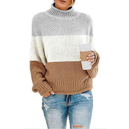 Women's Winter Fall Solid Turtleneck High Neck Long Sleeve Sweaters Pullover Tops