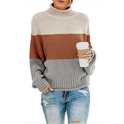 Women's Winter Fall Solid Turtleneck High Neck Long Sleeve Sweaters Pullover Tops