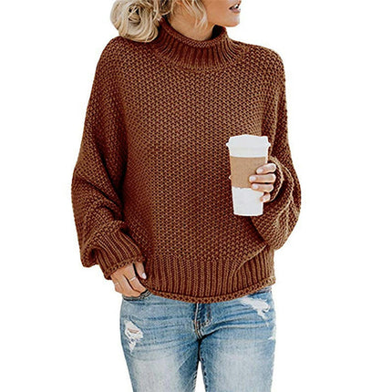 Women's Winter Fall Solid Turtleneck High Neck Long Sleeve Sweaters Pullover Tops 1