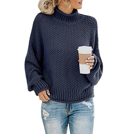 Women's Winter Fall Solid Turtleneck High Neck Long Sleeve Sweaters Pullover Tops