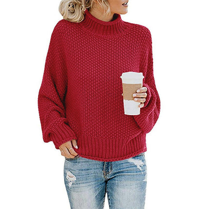 Women's Winter Fall Solid Turtleneck High Neck Long Sleeve Sweaters Pullover Tops 1