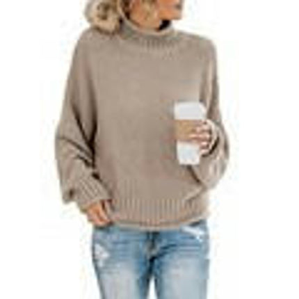 Women's Winter Fall Solid Turtleneck High Neck Long Sleeve Sweaters Pullover Tops 1