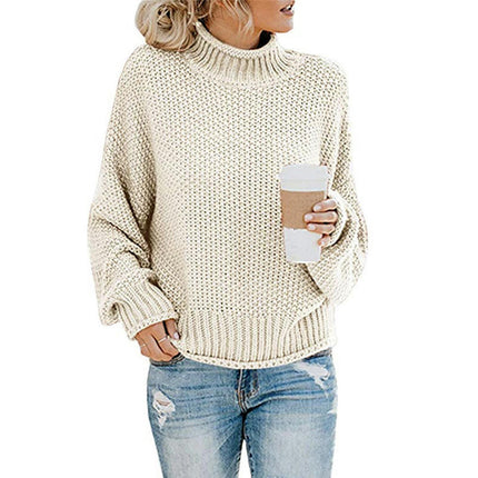 Women's Winter Fall Solid Turtleneck High Neck Long Sleeve Sweaters Pullover Tops