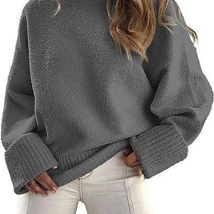 Women Long Sleeve Fall Sweaters Soft Ribbed Knitted Pullover Loose Fit Jumper