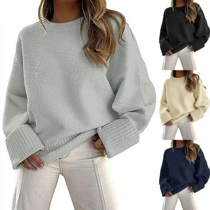 Women Long Sleeve Fall Sweaters Soft Ribbed Knitted Pullover Loose Fit Jumper