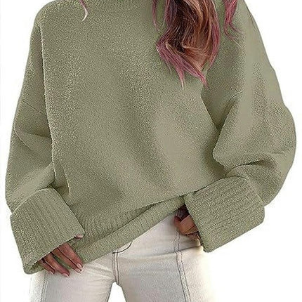 Women Long Sleeve Fall Sweaters Soft Ribbed Knitted Pullover Loose Fit Jumper