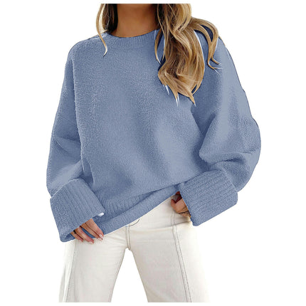 Women Long Sleeve Fall Sweaters Soft Ribbed Knitted Pullover Loose Fit Jumper