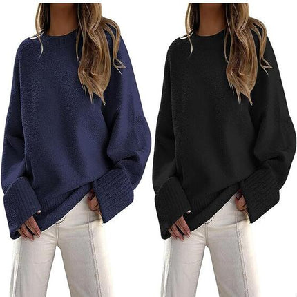 Women Long Sleeve Fall Sweaters Soft Ribbed Knitted Pullover Loose Fit Jumper