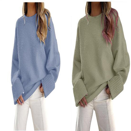 Women Long Sleeve Fall Sweaters Soft Ribbed Knitted Pullover Loose Fit Jumper