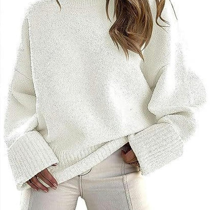 Women Long Sleeve Fall Sweaters Soft Ribbed Knitted Pullover Loose Fit Jumper