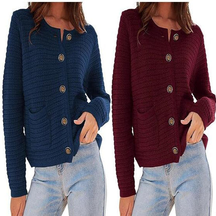 Women's Knit Cardigan Sweaters Open Front Button Down Long Sleeve Cropped Knitted Sweater Jacket