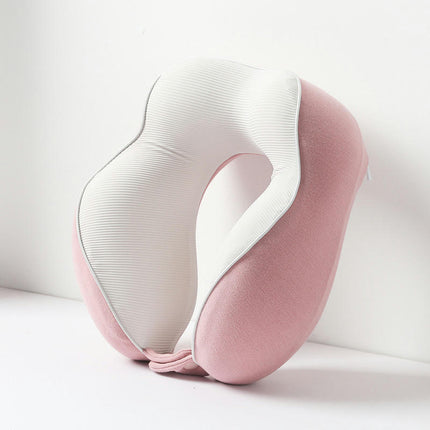 Travel Pillow Airplane Memory Foam Neck Pillow Washable Knit Fabric Ergonomic Neck Support Pillow