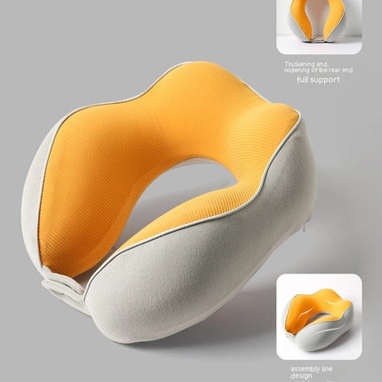 Travel Pillow Airplane Memory Foam Neck Pillow Washable Knit Fabric Ergonomic Neck Support Pillow