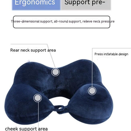 Travel Pillow, Inflatable U-Shape Neck Pillow for Sleep Rest Airplane Car Office and Outdoor Use