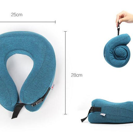 U-Shaped Pillow Memory Foam Neck Pillow, Adjustable Comfort Breathable Airplane Travel Pillow